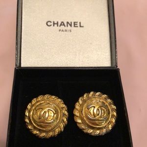 Authentic Chanel Vintage Logo Earings